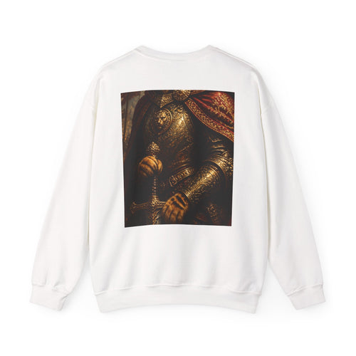 Cat Knight Sweatshirt — Vintage Medieval Armor Feline Graphic Crewneck