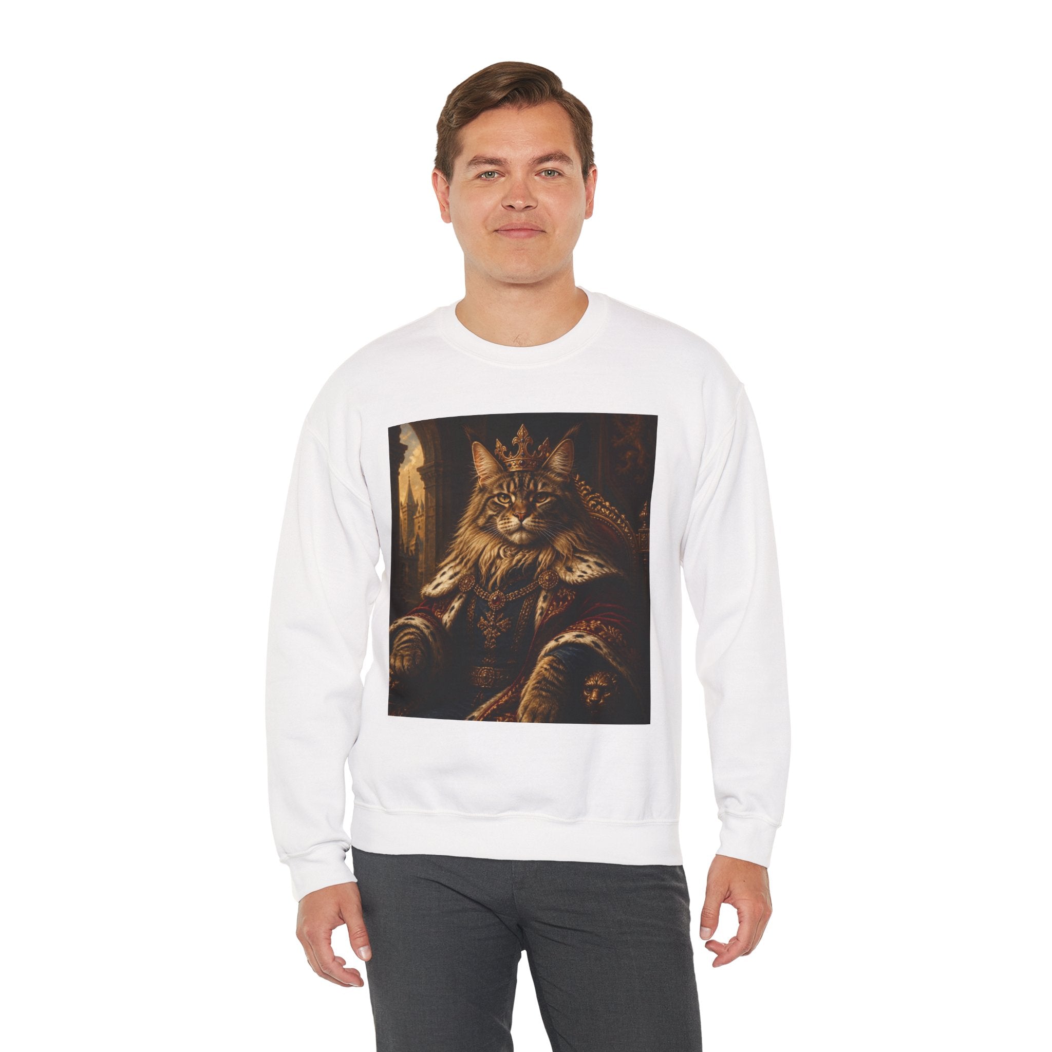 Regal Cat King Sweatshirt — Vintage Royalty Feline Crewneck