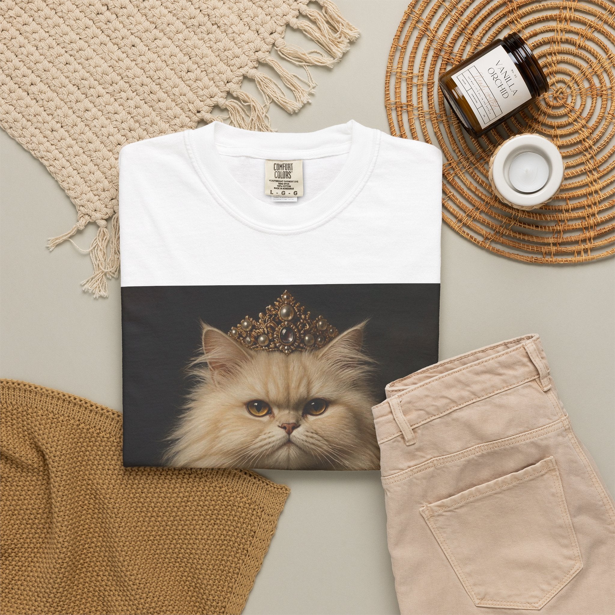 Persian Renaissance Queen Portrait T-Shirt — Vintage Royalty Pet Art Tee