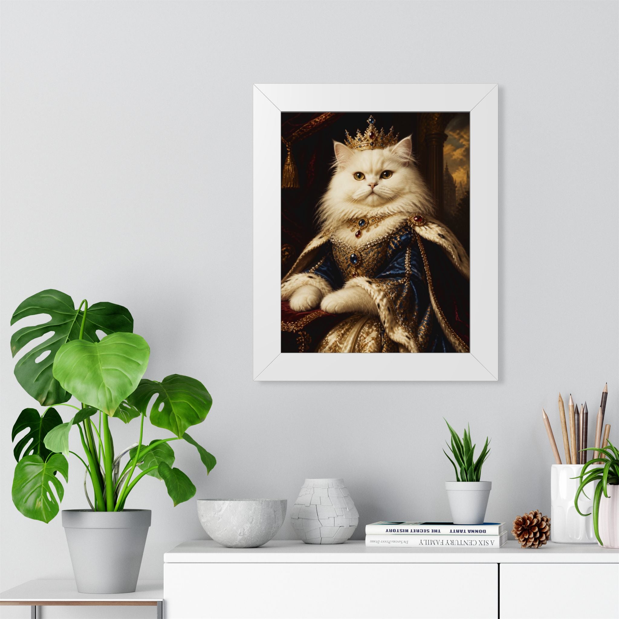 Royal Cat Framed Poster — Regal Portrait Wall Art