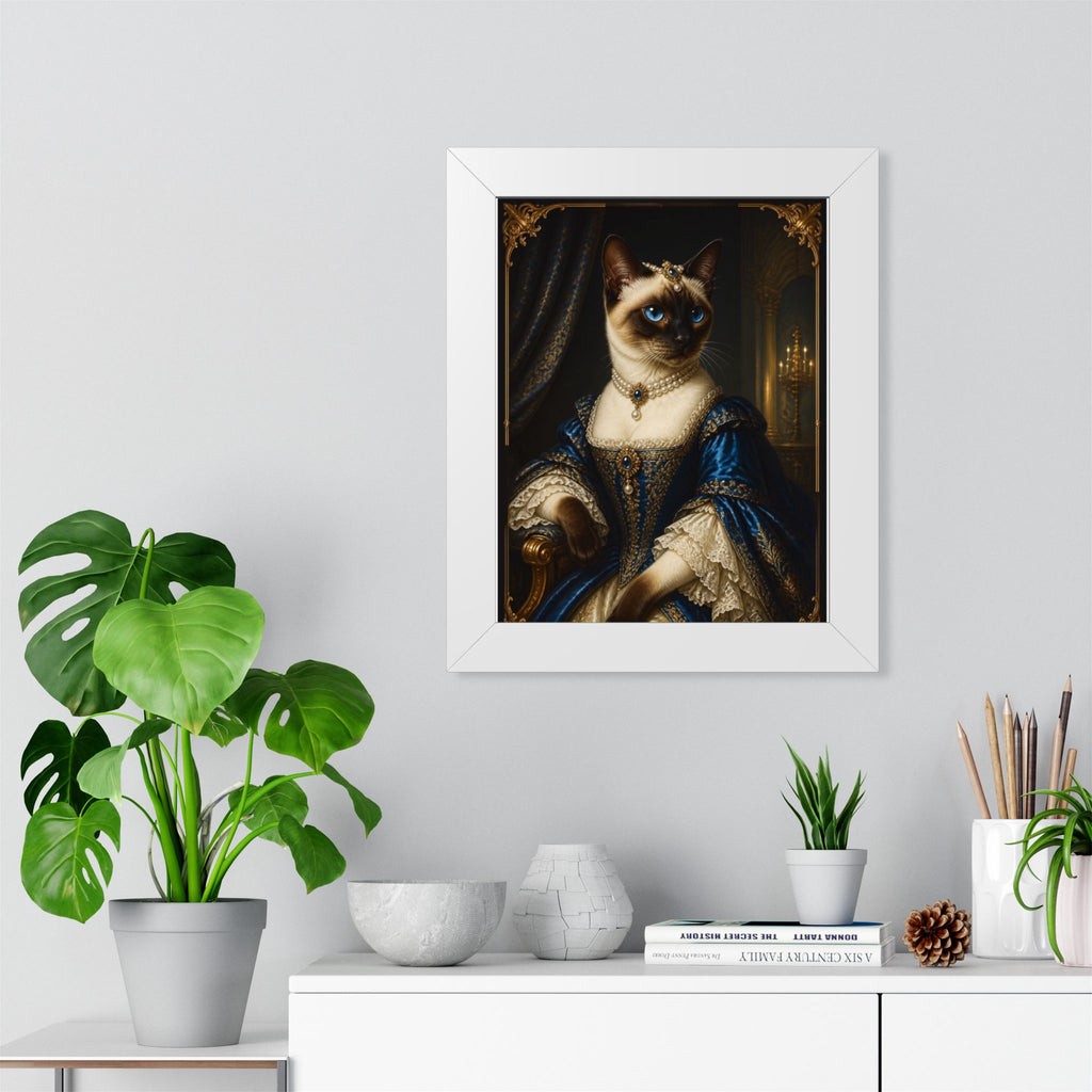 Framed Poster — Regal Siamese Cat in Royal Portrait