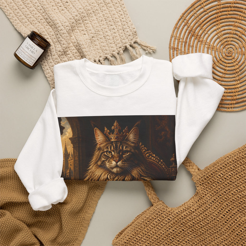 Regal Cat King Sweatshirt — Vintage Royalty Feline Crewneck