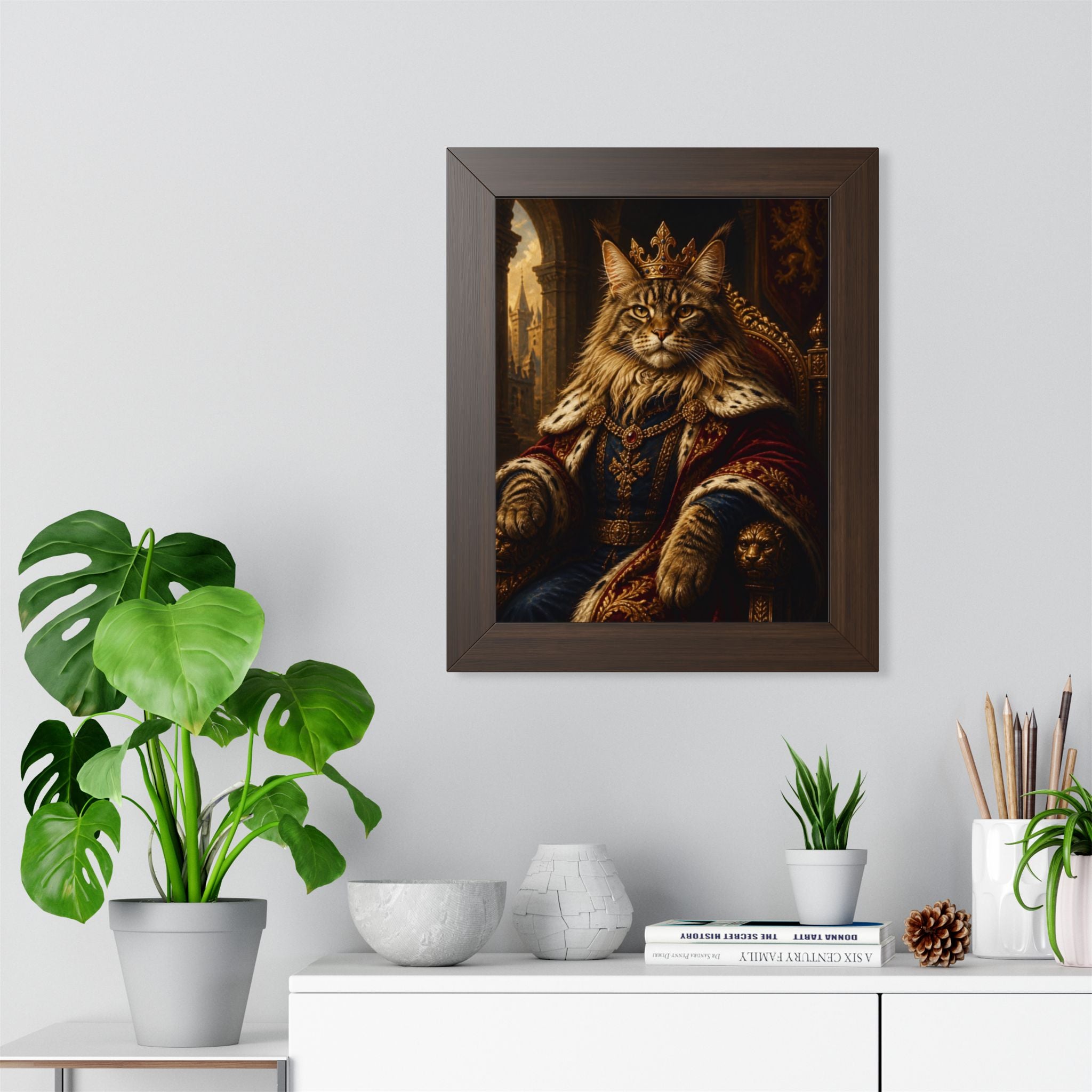 Royal Cat King Poster — Framed Vertical Wall Art