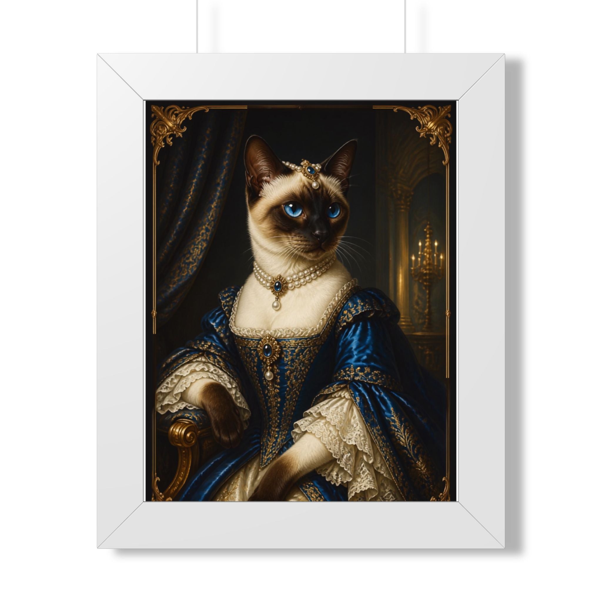 Framed Poster — Regal Siamese Cat in Royal Portrait