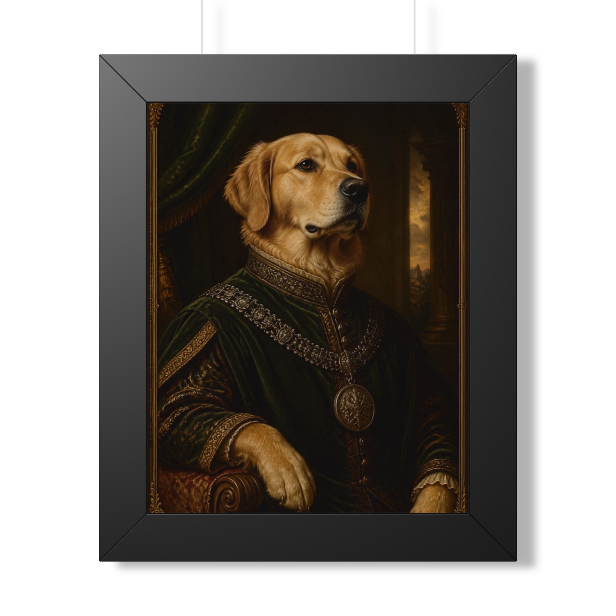 Framed Poster — Regal Golden Retriever Portrait Wall Art