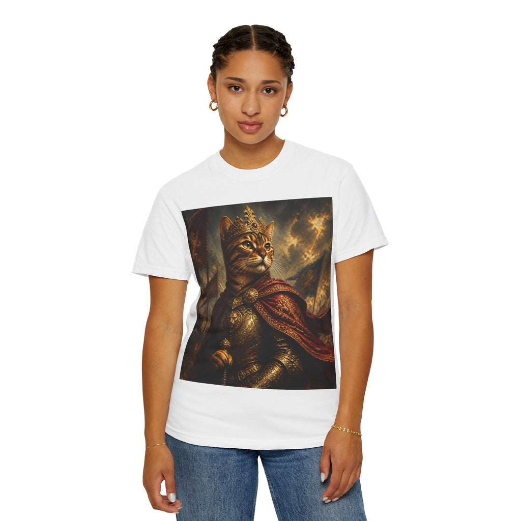 Regal Cat Knight T-Shirt – Medieval Feline Armor Art Tee