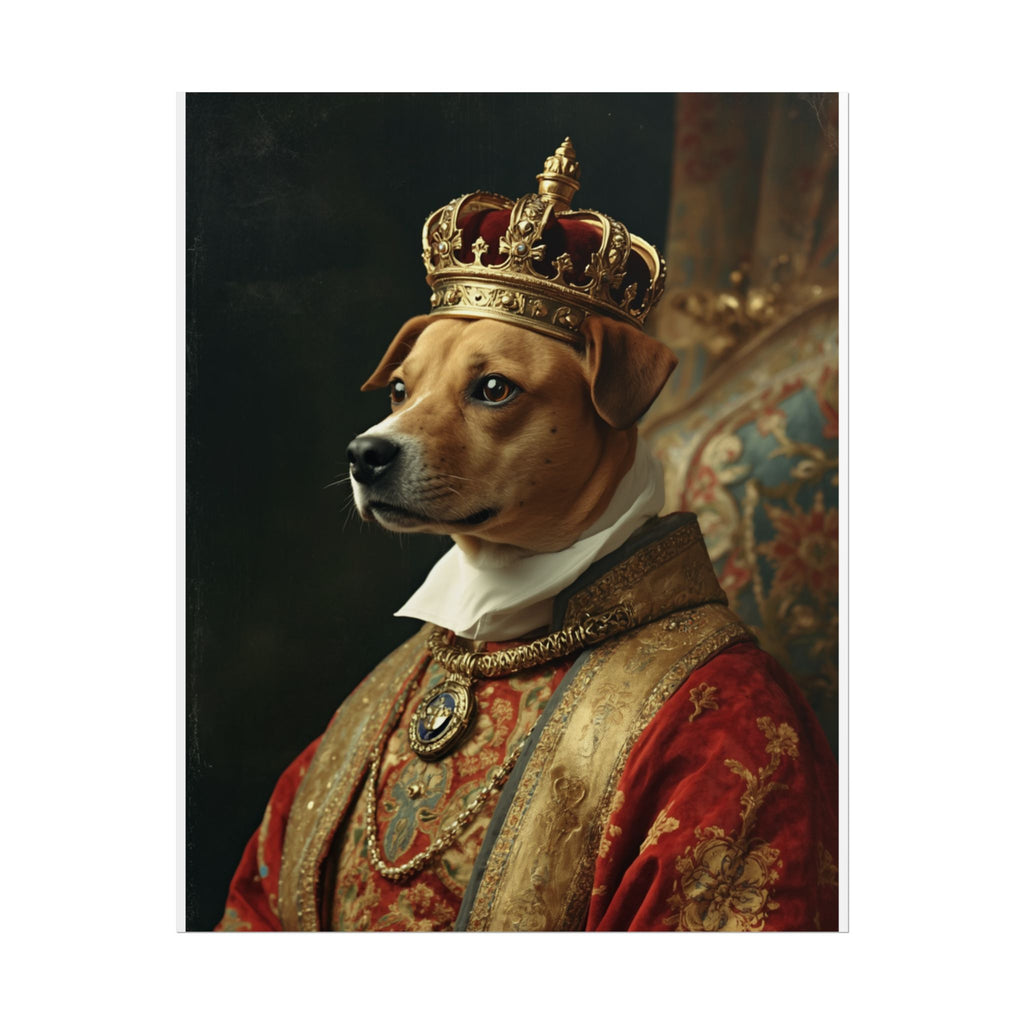 Regal Dog King Rolled Poster — Vintage Royal Pet Portrait Print