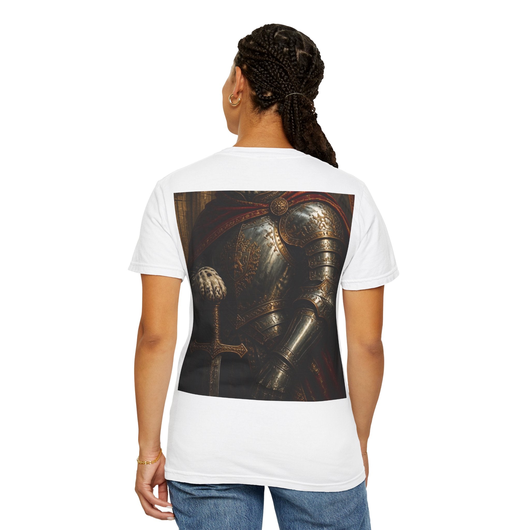 Knight Dalmatian T-Shirt — Regal Canine Armor Portrait