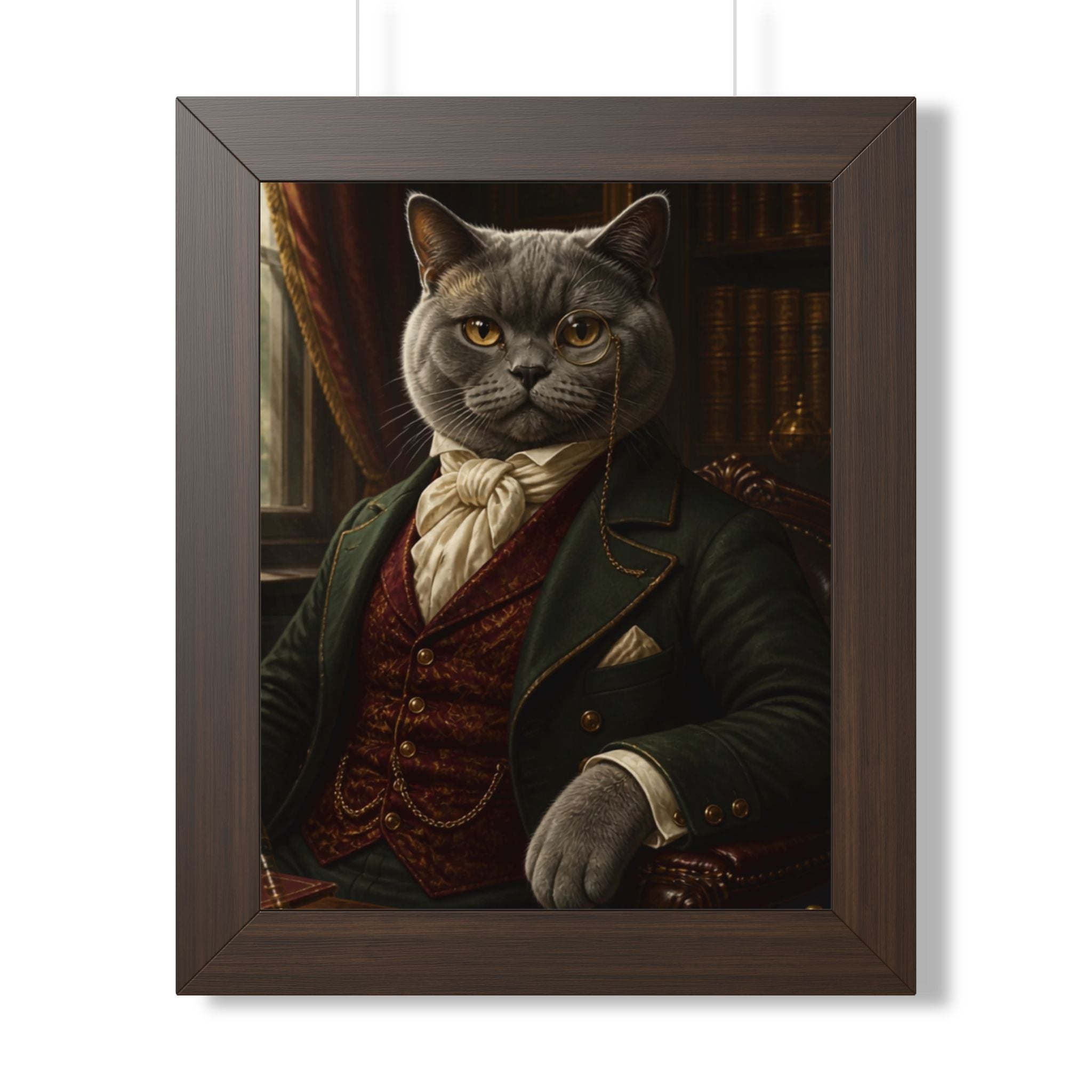 Framed Poster — Distinguished Victorian Cat Portrait (Vertical)