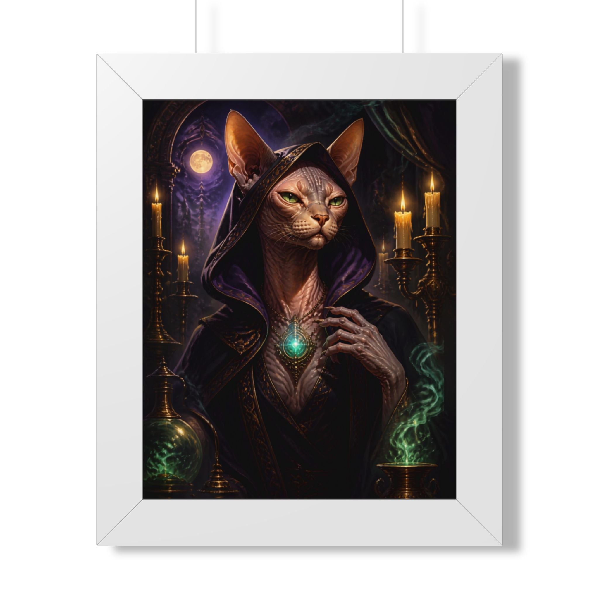 Mystic Witch Cat Framed Poster