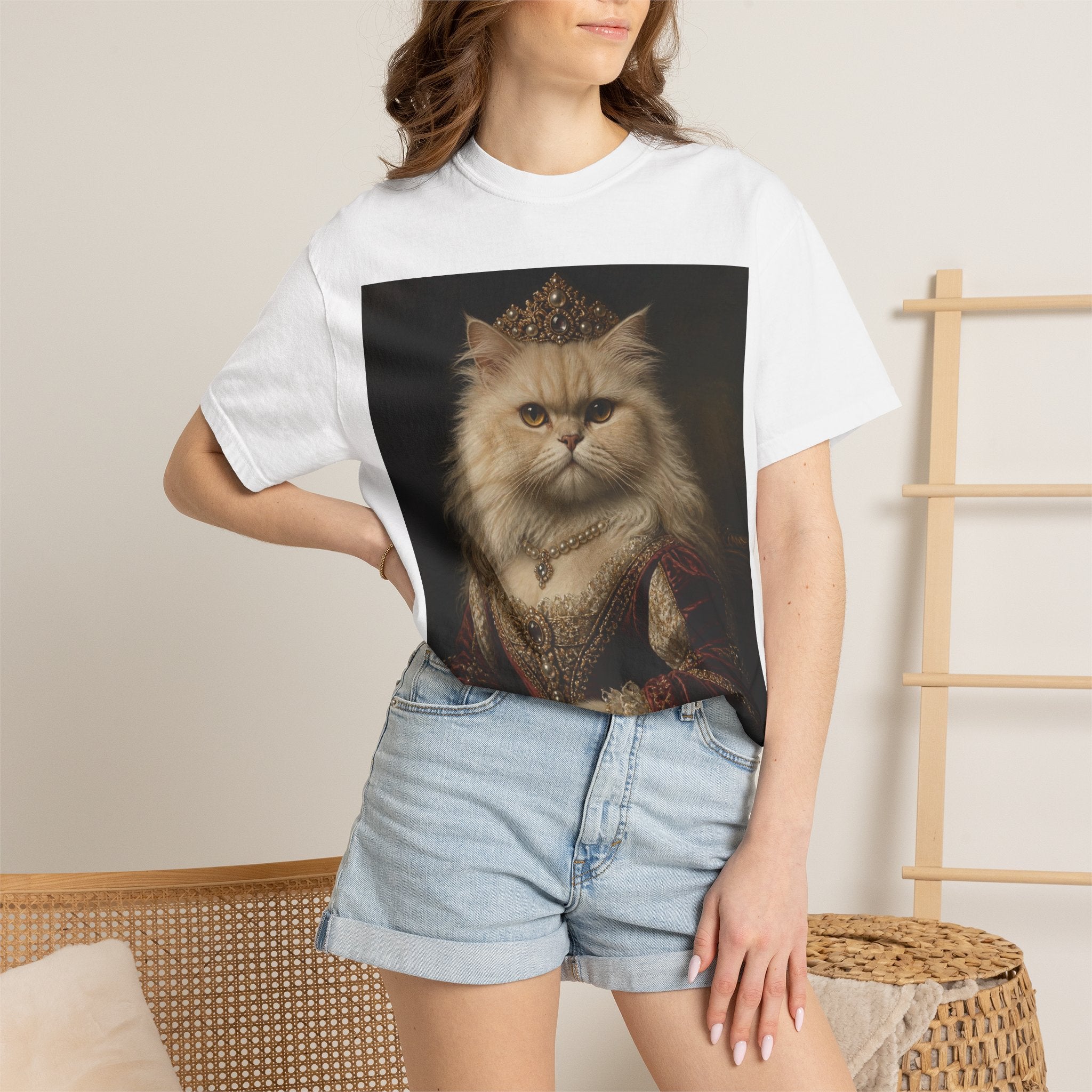 Persian Renaissance Queen Portrait T-Shirt — Vintage Royalty Pet Art Tee