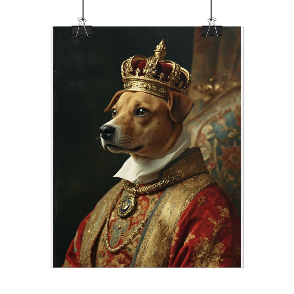 Regal Dog King Rolled Poster — Vintage Royal Pet Portrait Print