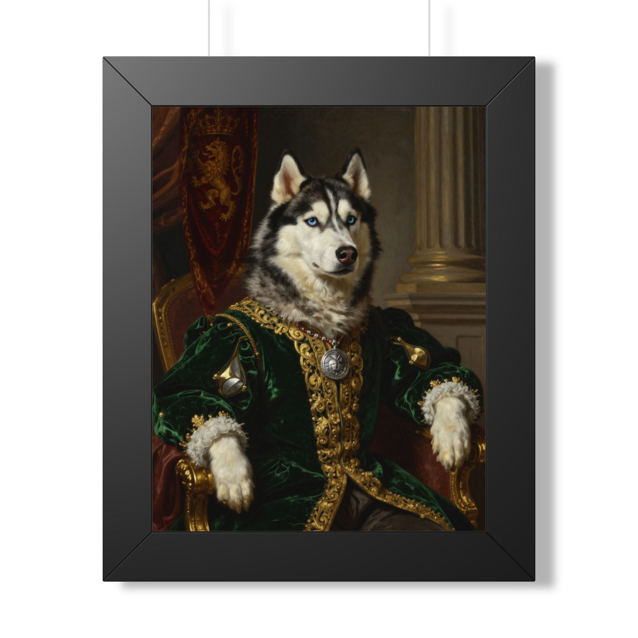 Regal Siberian Husky Framed Poster — Noble Pet Portrait Wall Art