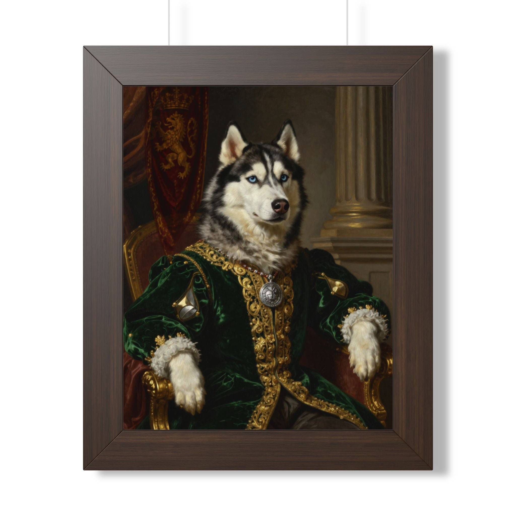 Regal Siberian Husky Framed Poster — Noble Pet Portrait Wall Art
