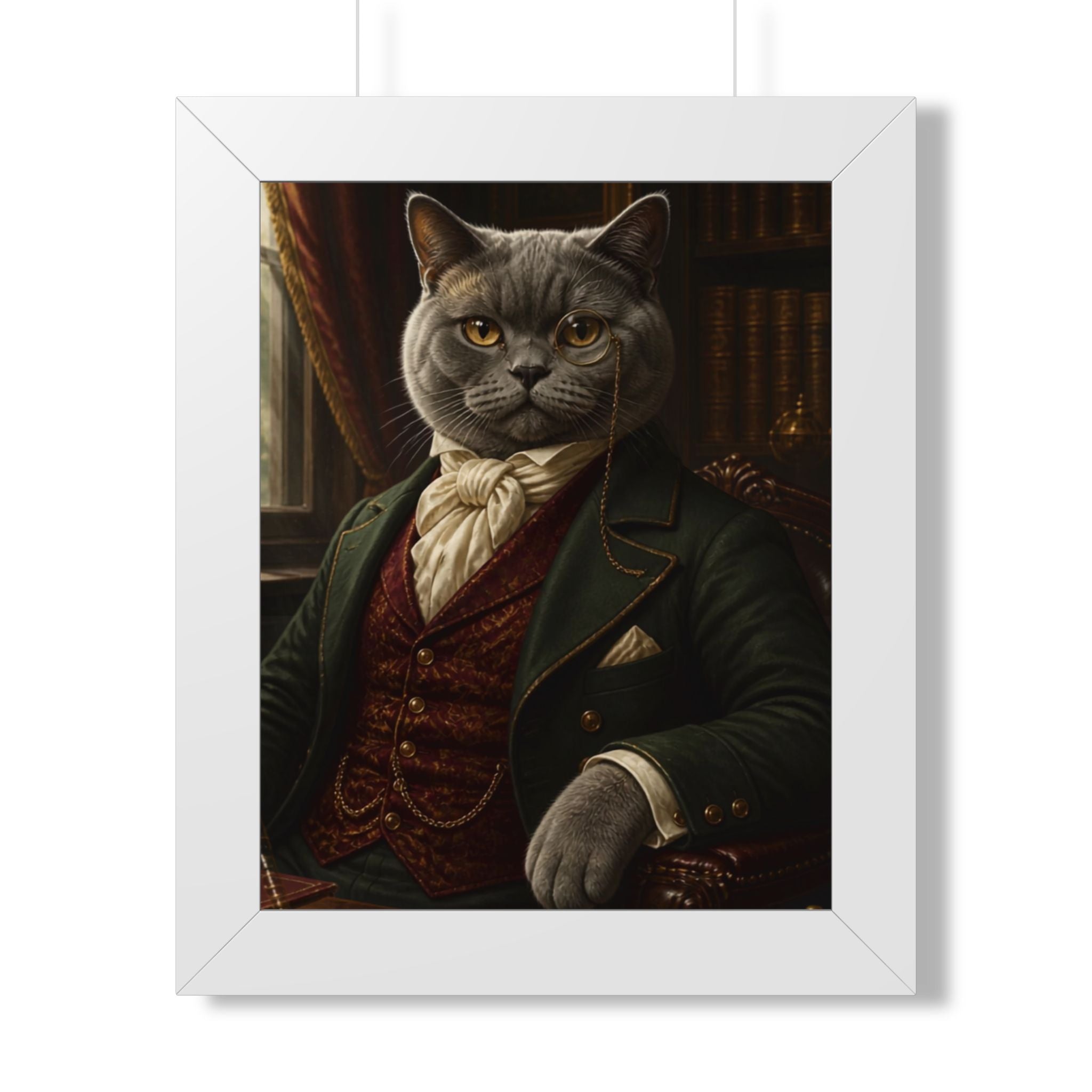 Framed Poster — Distinguished Victorian Cat Portrait (Vertical)