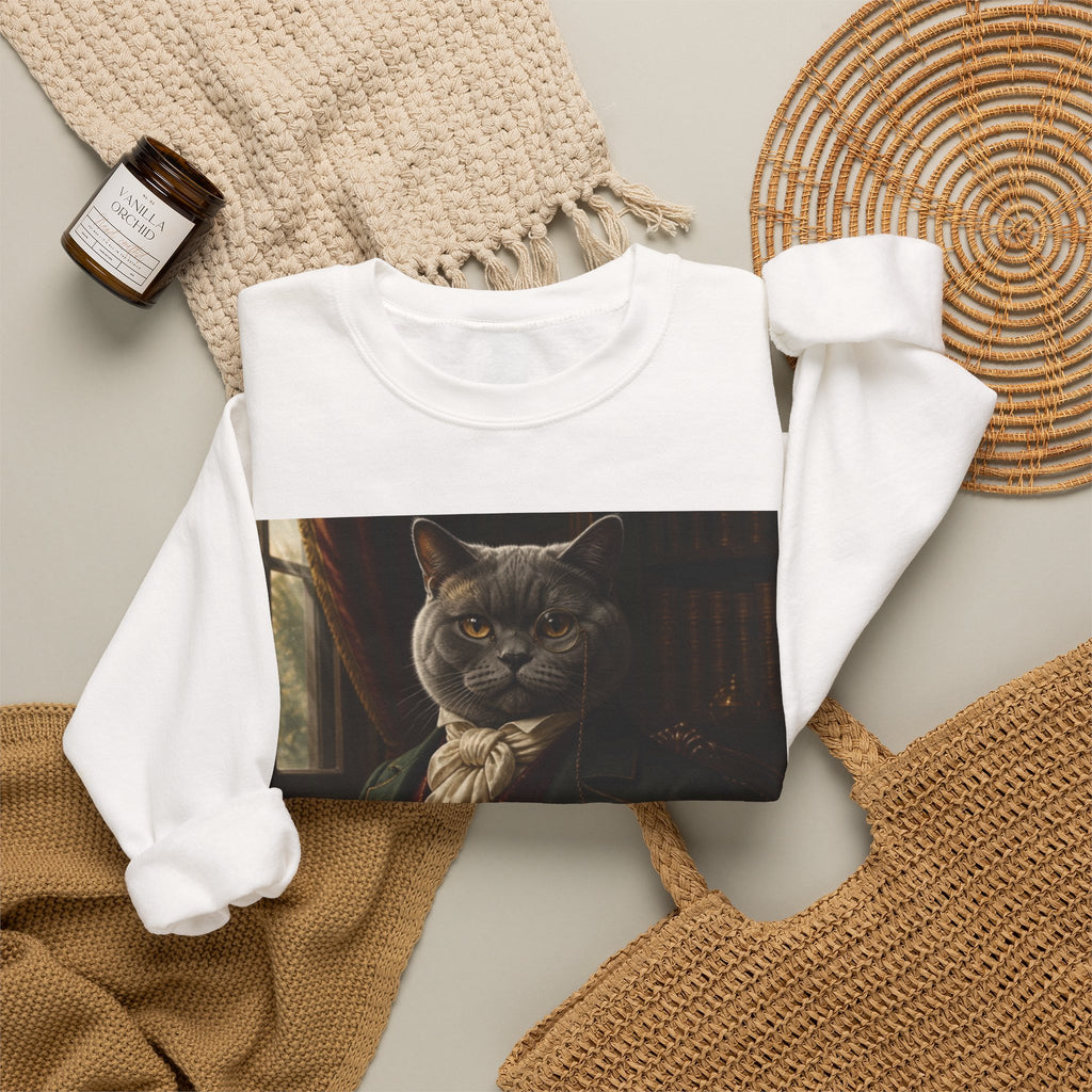 Gentleman Cat Portrait Sweatshirt — Vintage Victorian Cat Crewneck