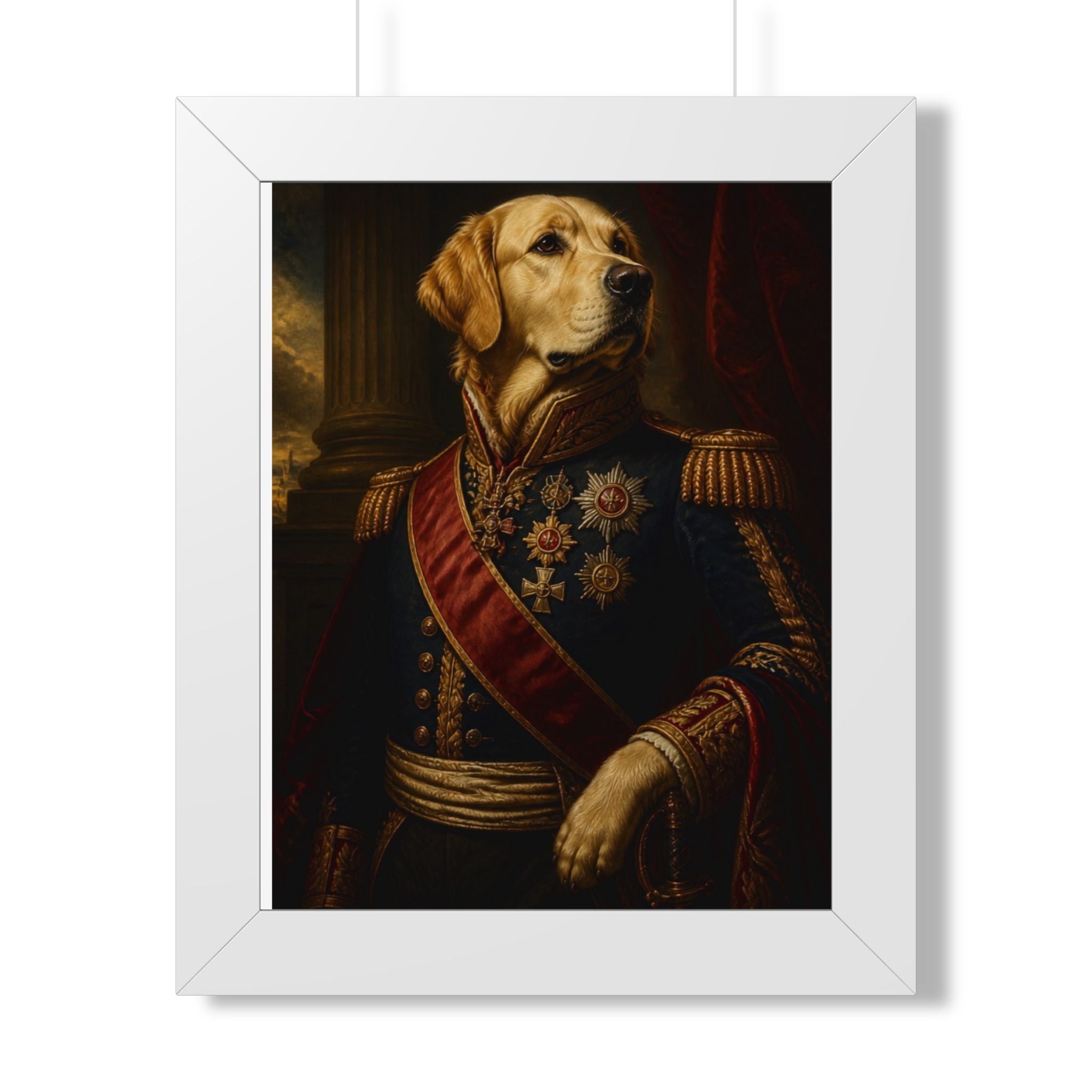 Framed Poster - Noble Labrador Dog Portrait in Regency Uniform