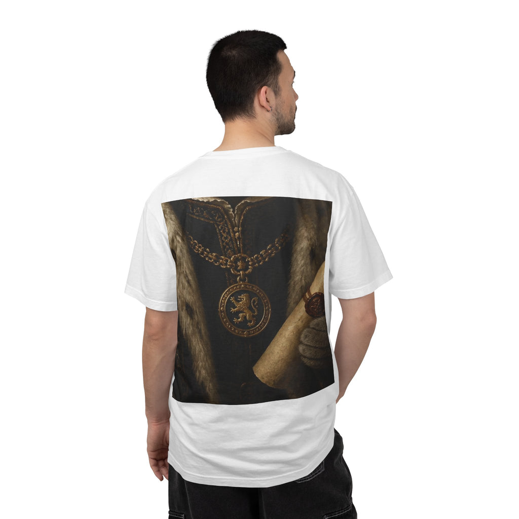Scottish Fold Royal Portrait T-Shirt — Royal Vintage Cat with Scroll Graphic