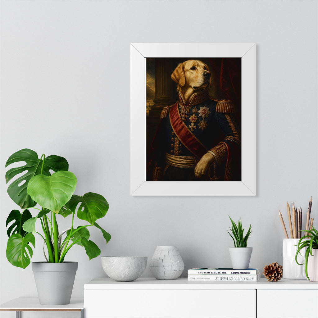 Framed Poster - Noble Labrador Dog Portrait in Regency Uniform