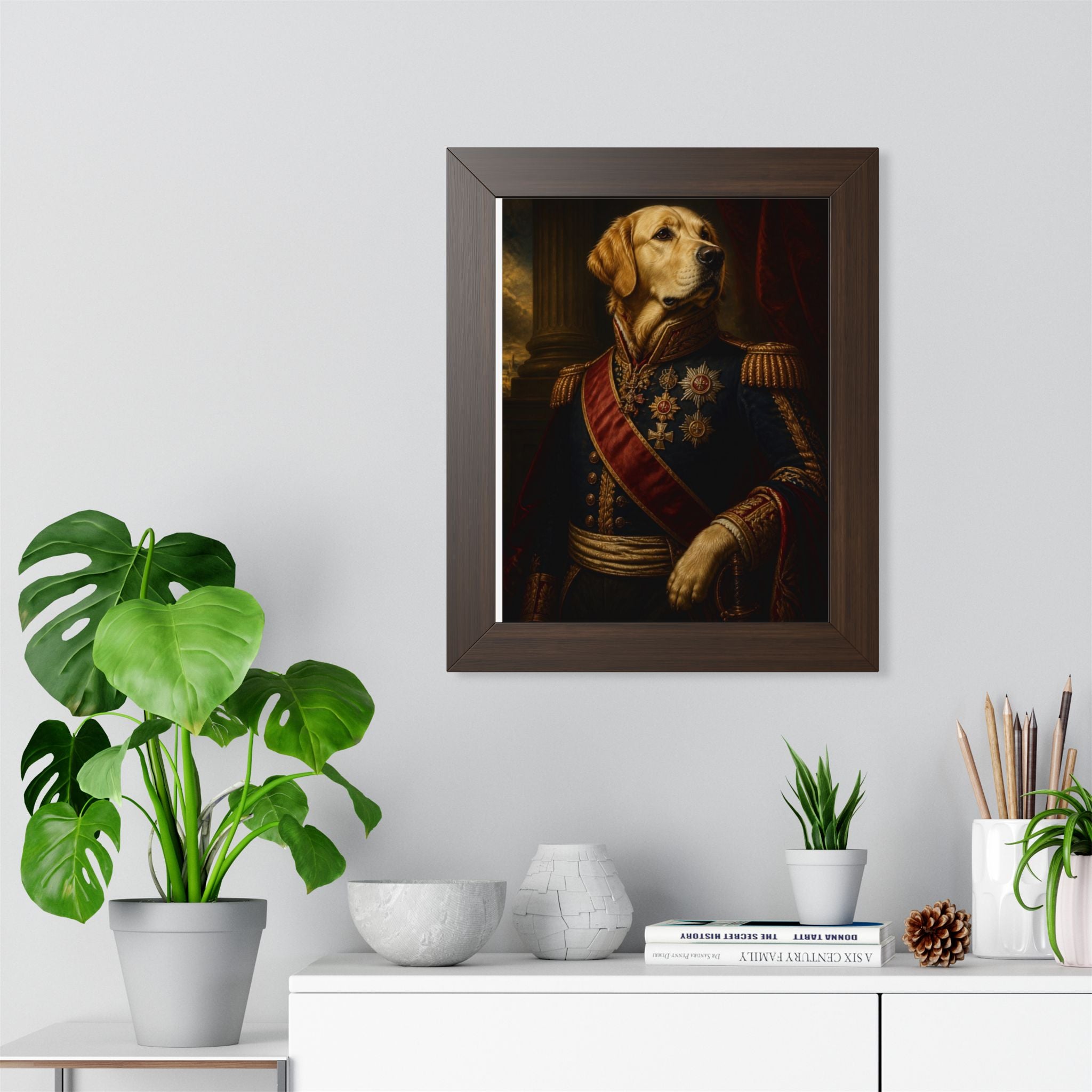 Framed Poster - Noble Labrador Dog Portrait in Regency Uniform