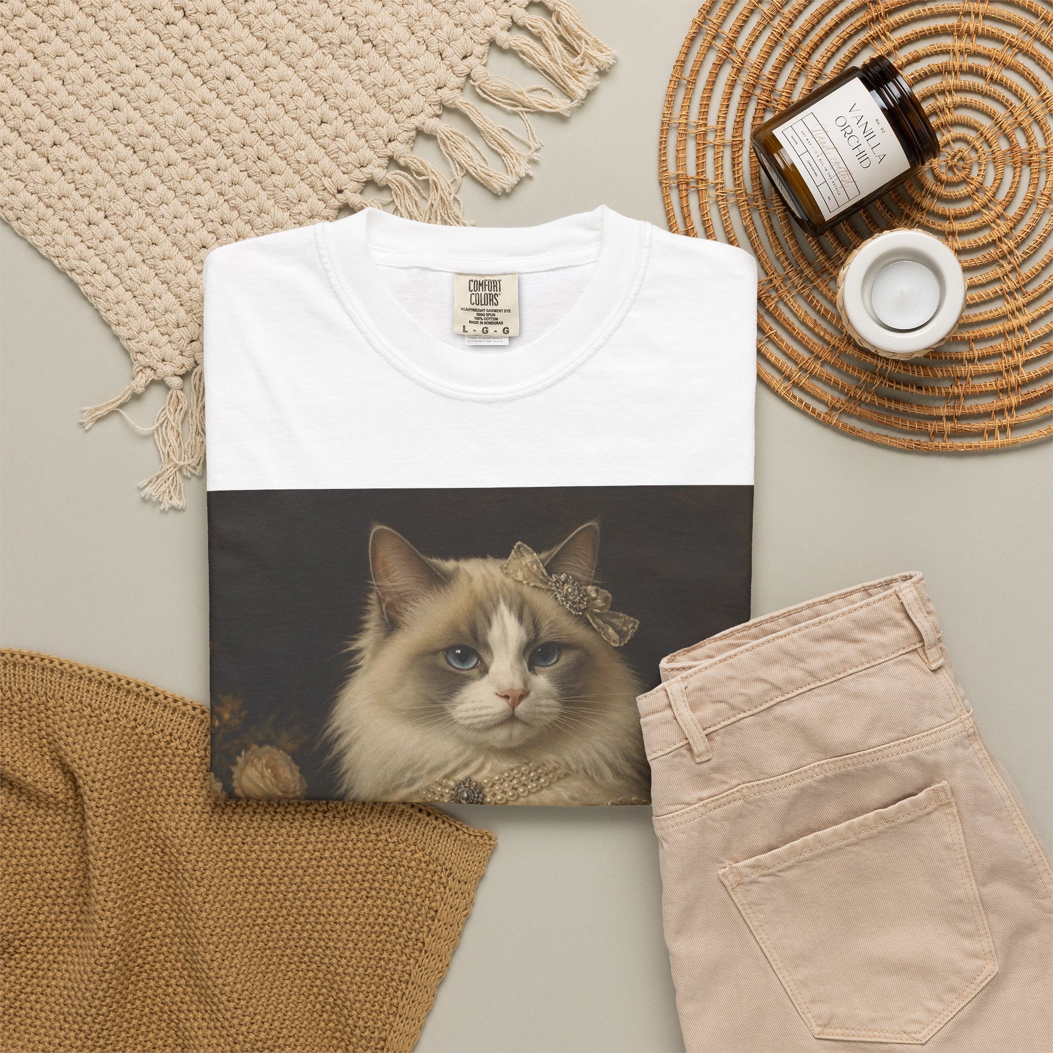 Ragdoll Victorian Duchess Cat Portrait T-Shirt