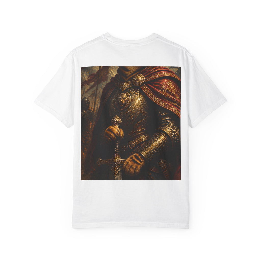 Regal Cat Knight T-Shirt – Medieval Feline Armor Art Tee