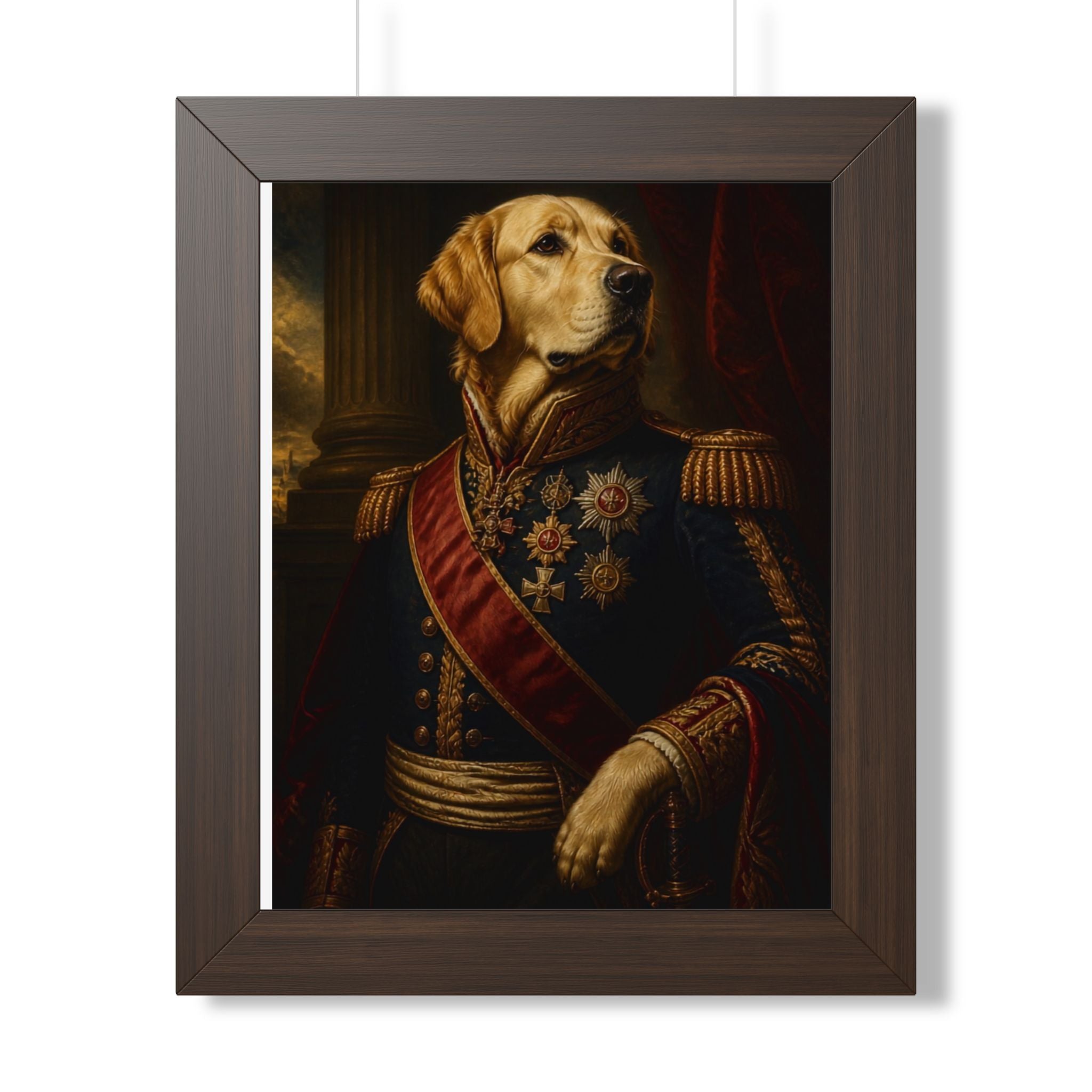 Framed Poster - Noble Labrador Dog Portrait in Regency Uniform