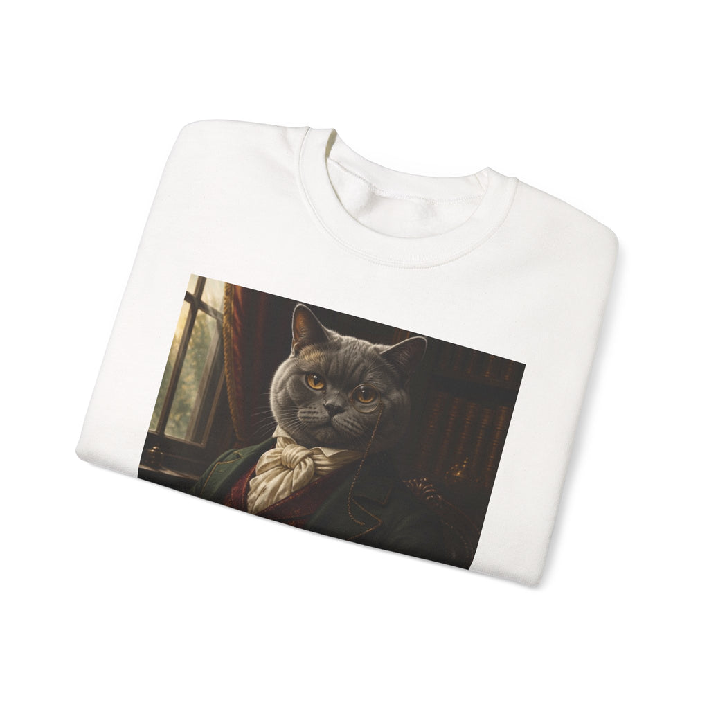 Gentleman Cat Portrait Sweatshirt — Vintage Victorian Cat Crewneck