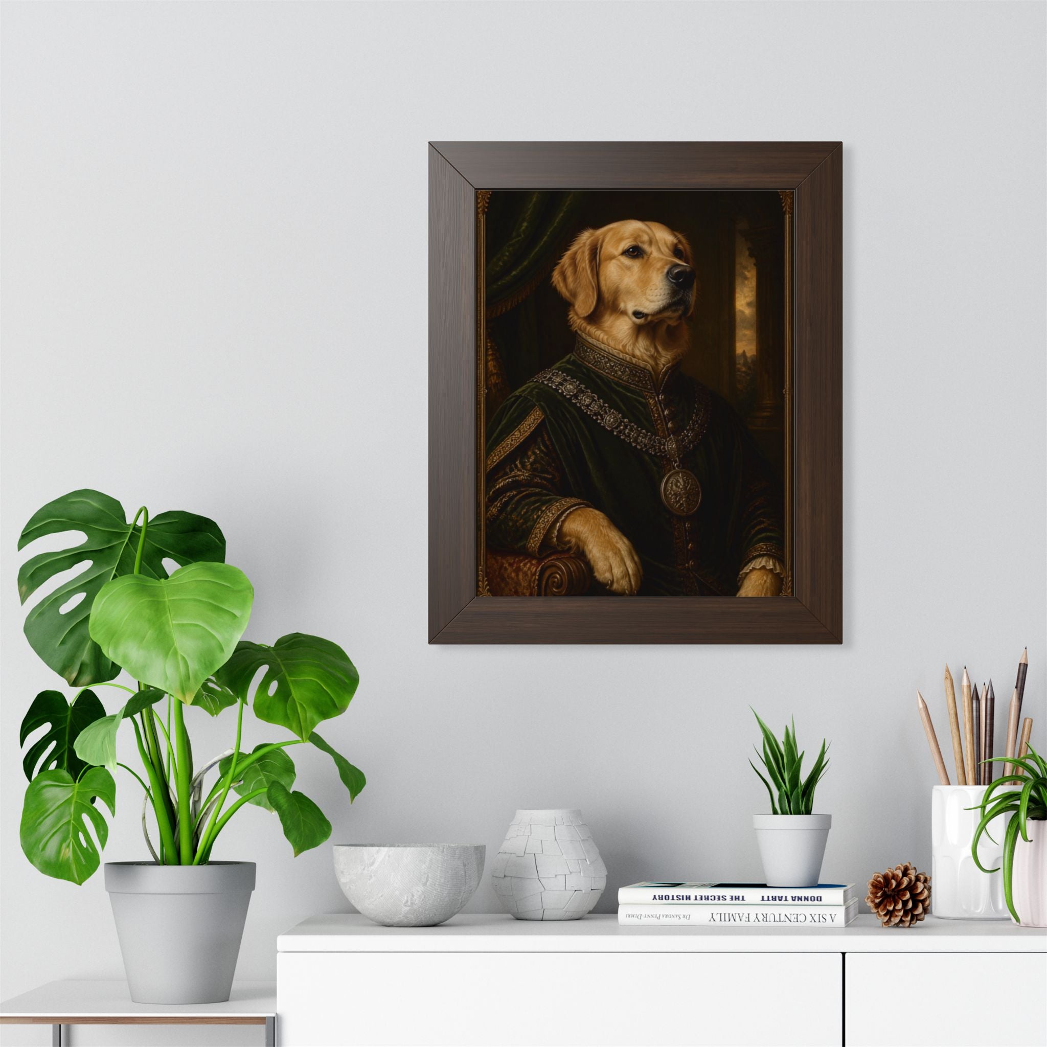 Framed Poster — Regal Golden Retriever Portrait Wall Art