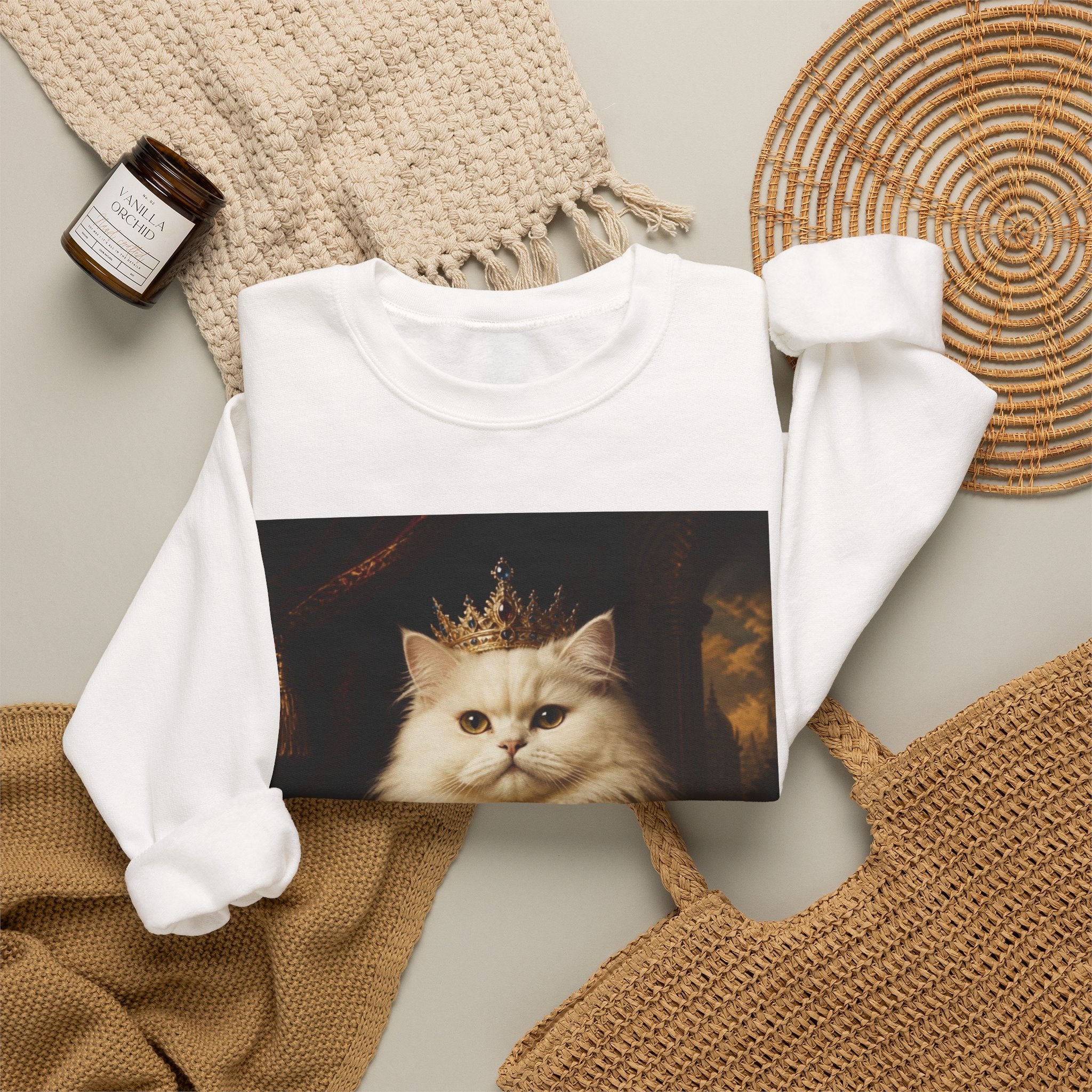 Regal Cat Portrait Crewneck Sweatshirt
