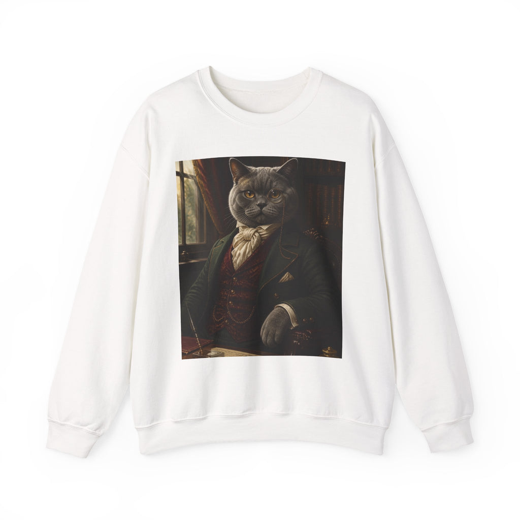 Gentleman Cat Portrait Sweatshirt — Vintage Victorian Cat Crewneck