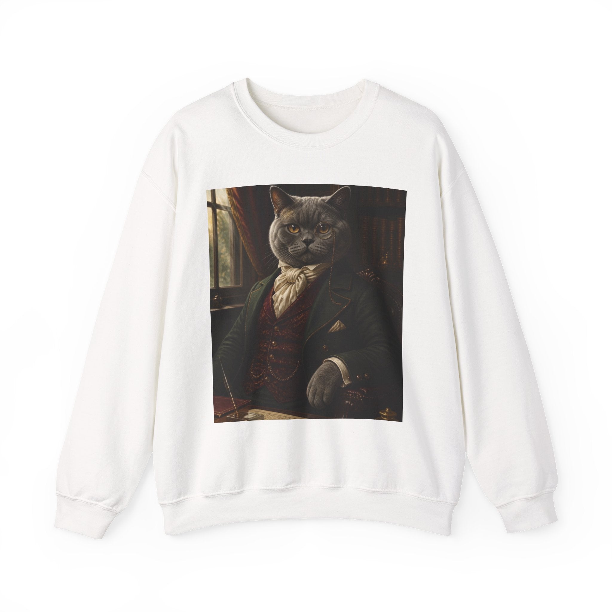 Gentleman Cat Portrait Sweatshirt — Vintage Victorian Cat Crewneck