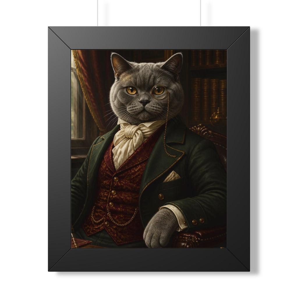 Framed Poster — Distinguished Victorian Cat Portrait (Vertical)