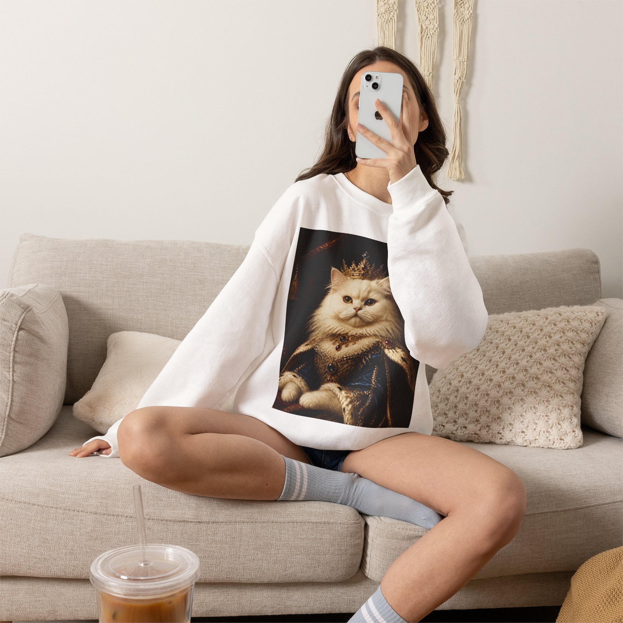 Regal Cat Portrait Crewneck Sweatshirt