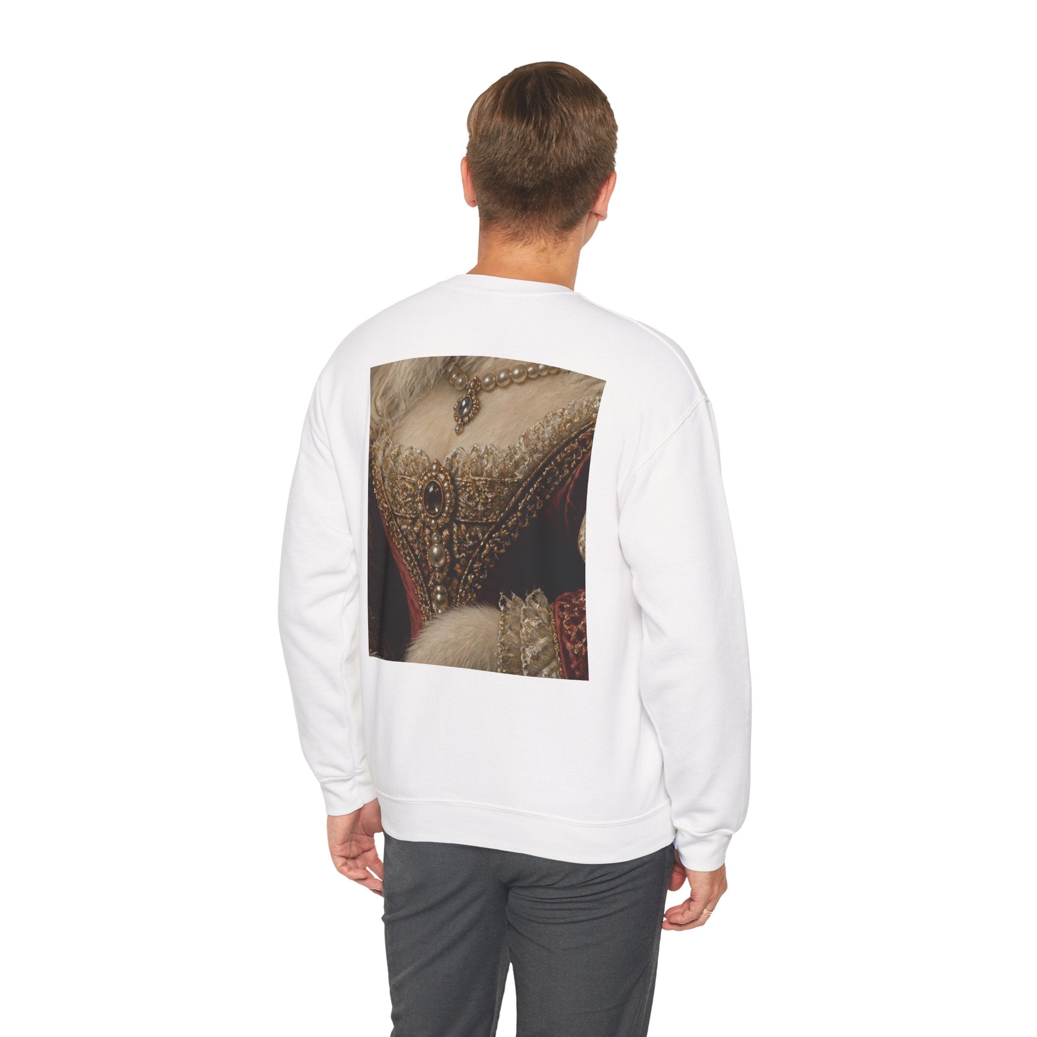 Persian Renaissance Queen Cat Portrait Sweatshirt — Royal Persian Kitten Print Crewneck
