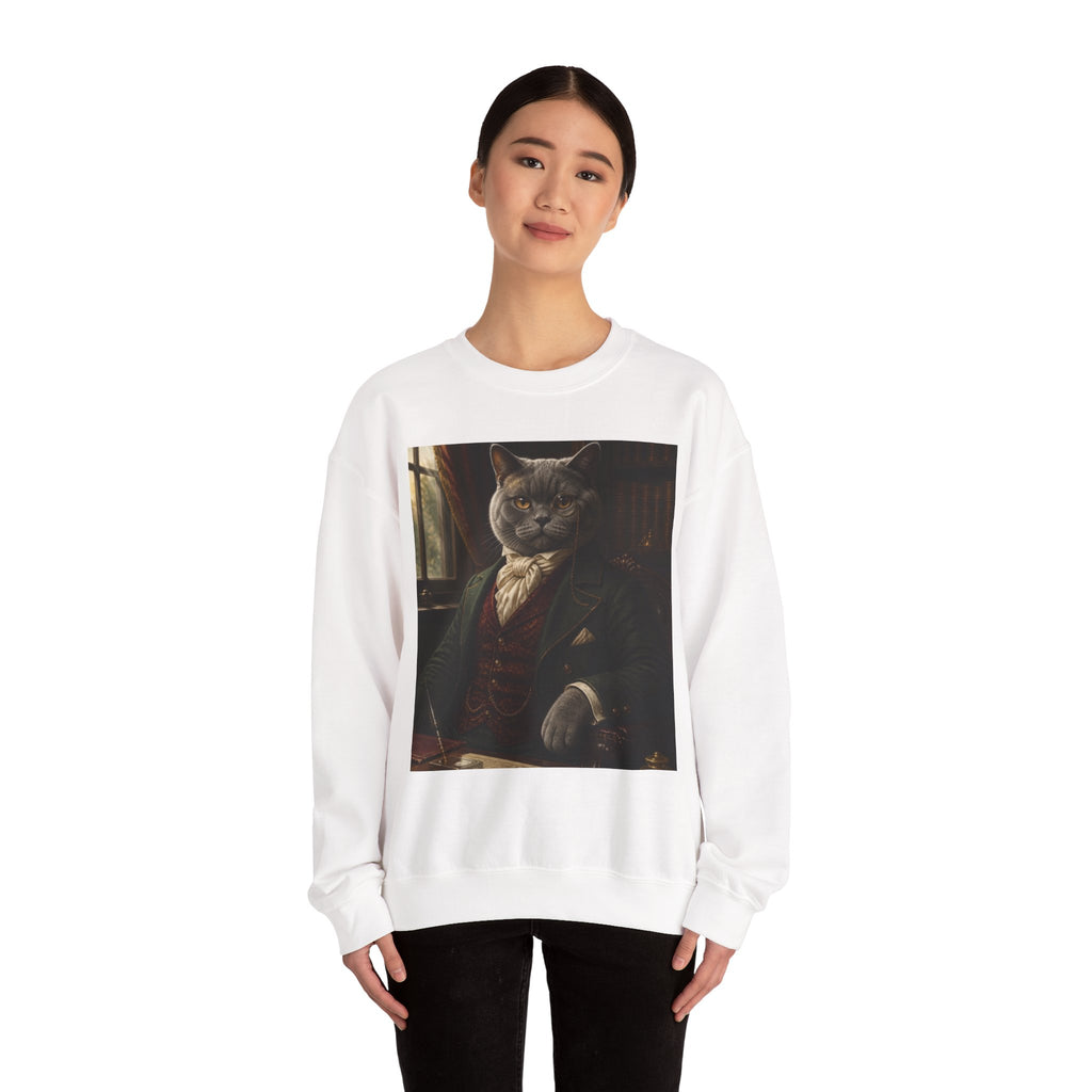 Gentleman Cat Portrait Sweatshirt — Vintage Victorian Cat Crewneck