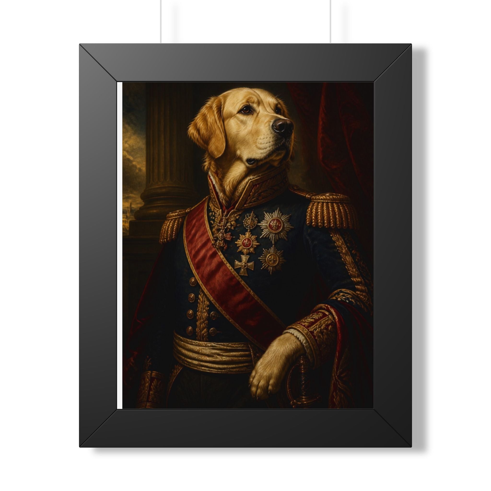 Framed Poster - Noble Labrador Dog Portrait in Regency Uniform