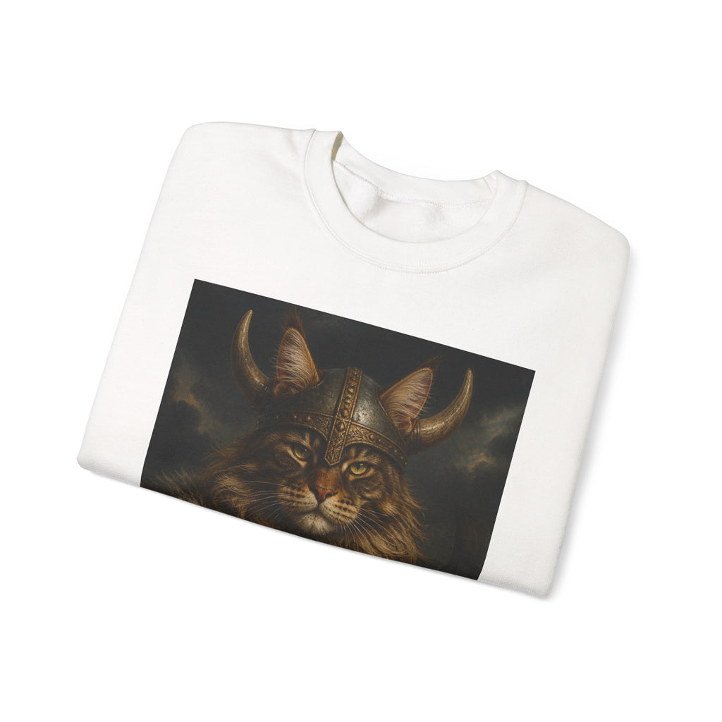 Viking Lynx Crewneck Sweatshirt – Norse Cat Warrior Illustration