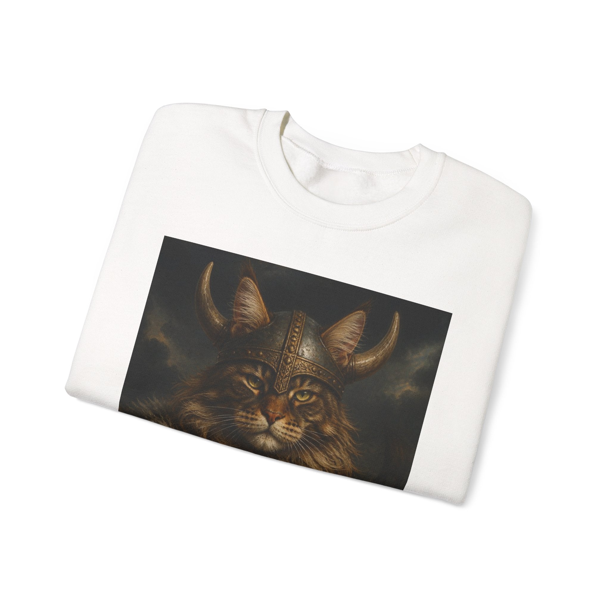 Viking Lynx Crewneck Sweatshirt – Norse Cat Warrior Illustration