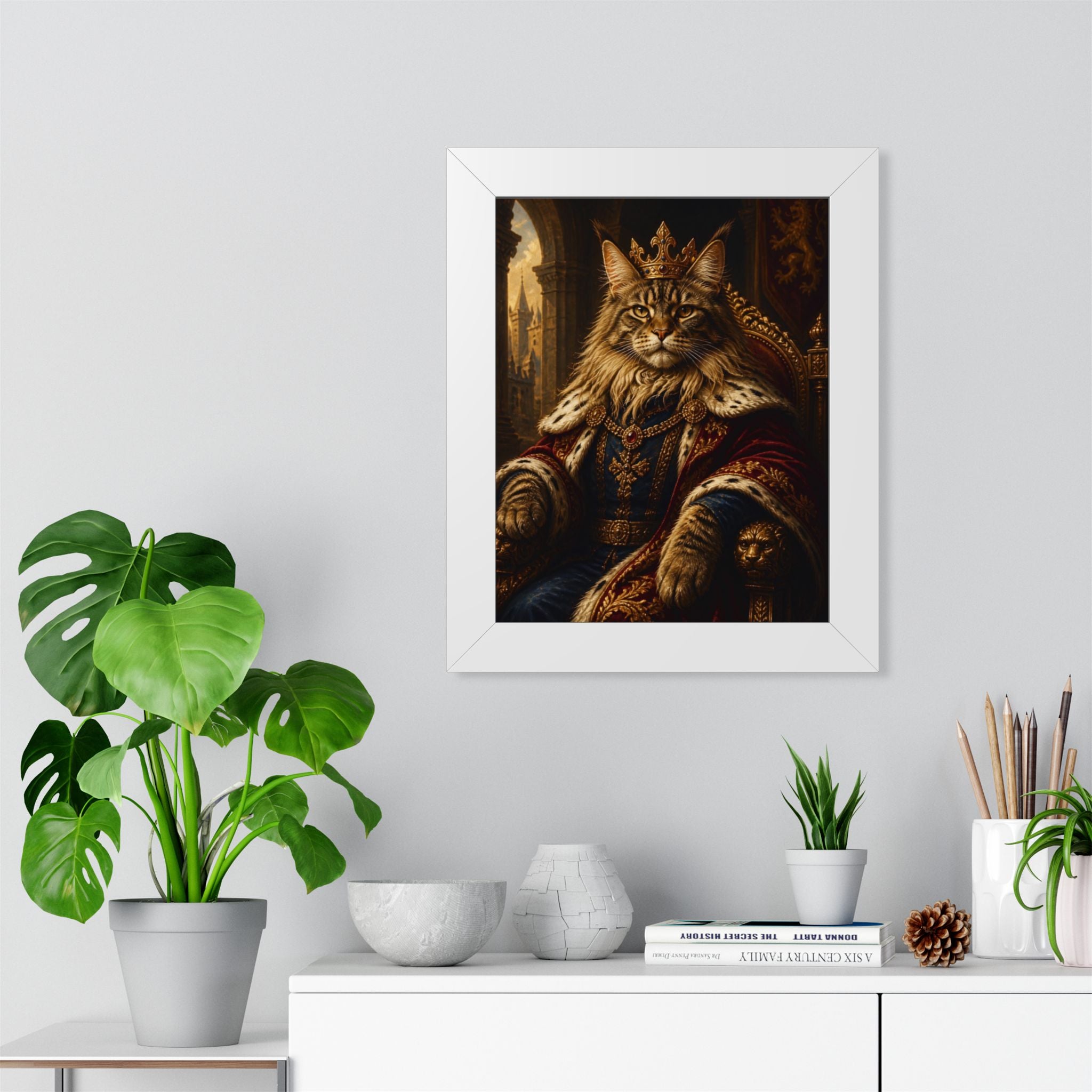 Royal Cat King Poster — Framed Vertical Wall Art