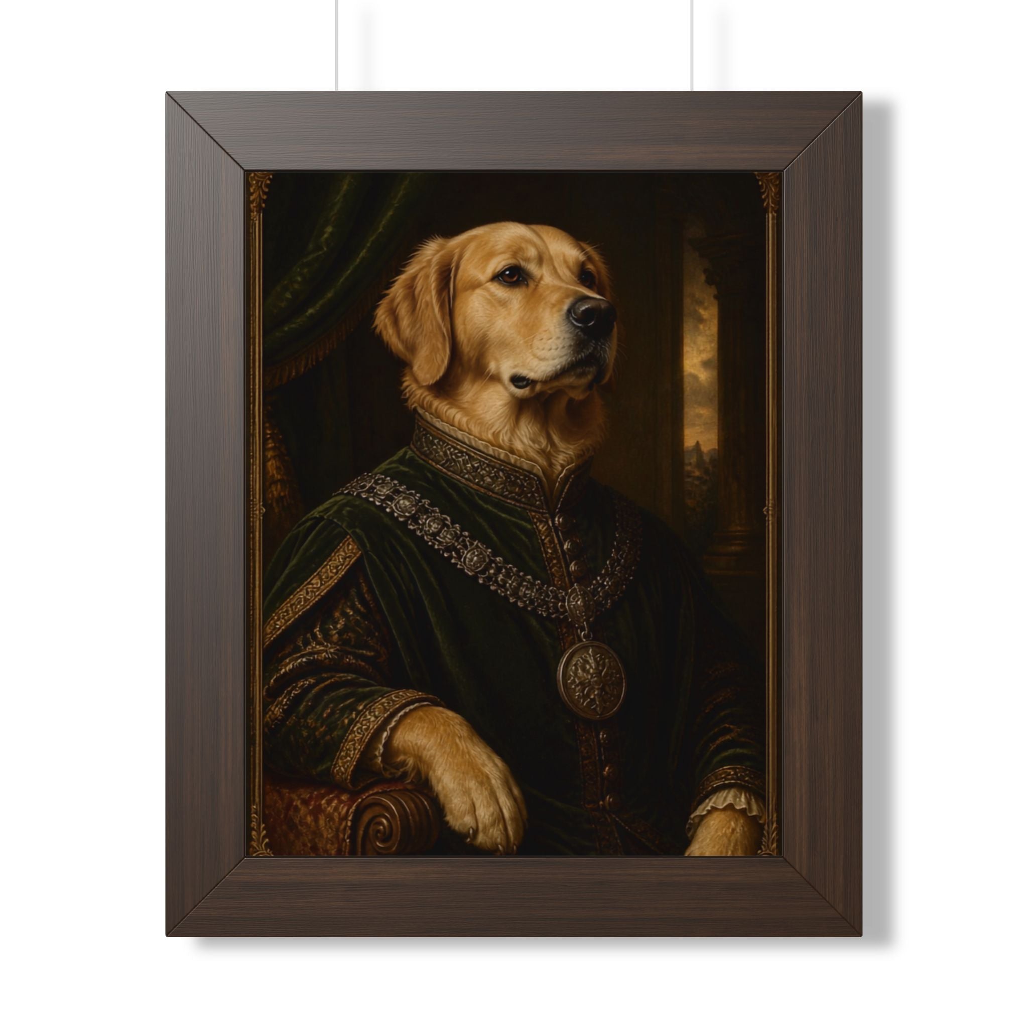 Framed Poster — Regal Golden Retriever Portrait Wall Art