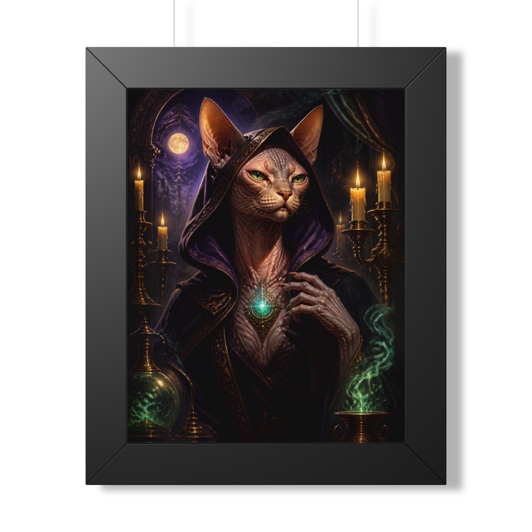Mystic Witch Cat Framed Poster