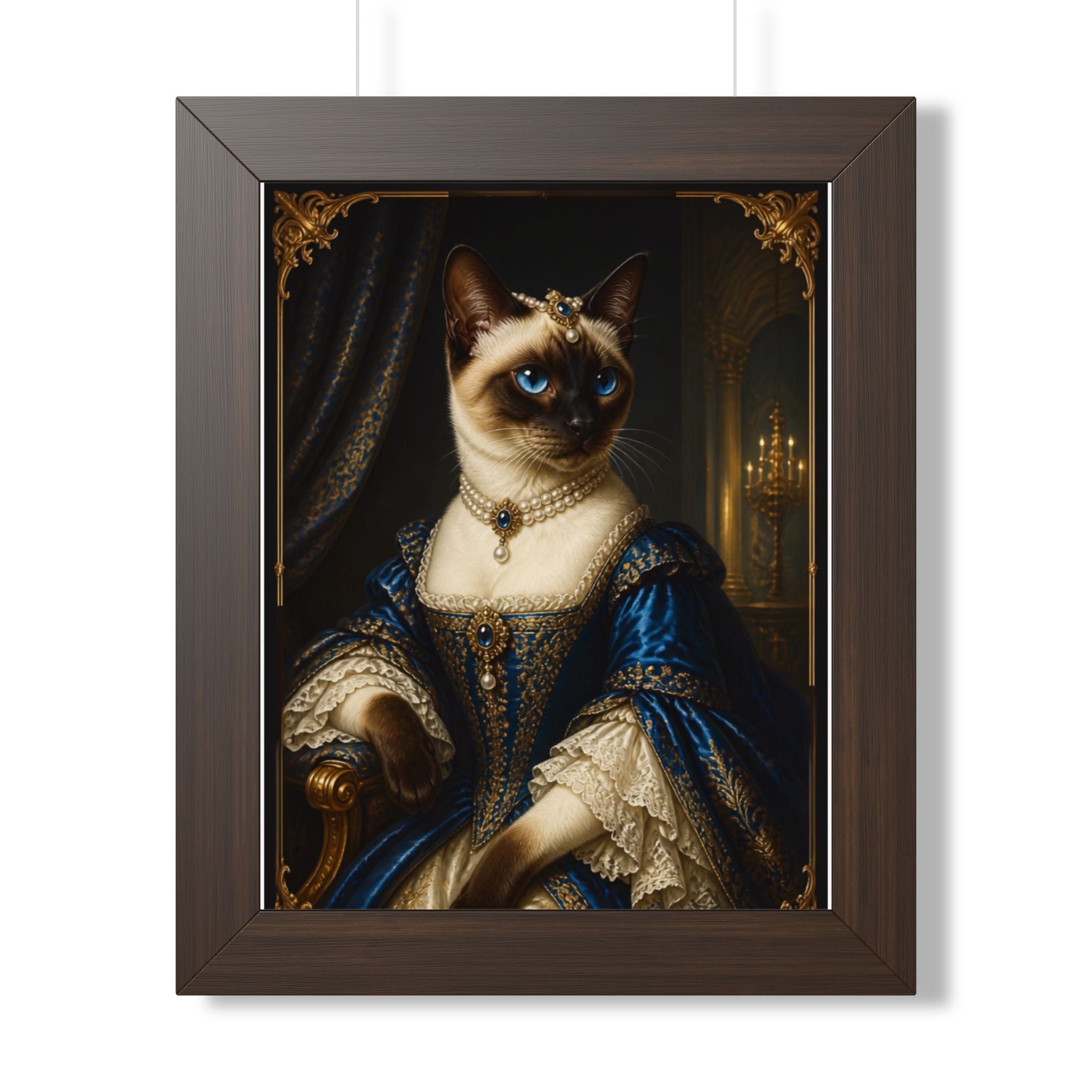 Framed Poster — Regal Siamese Cat in Royal Portrait