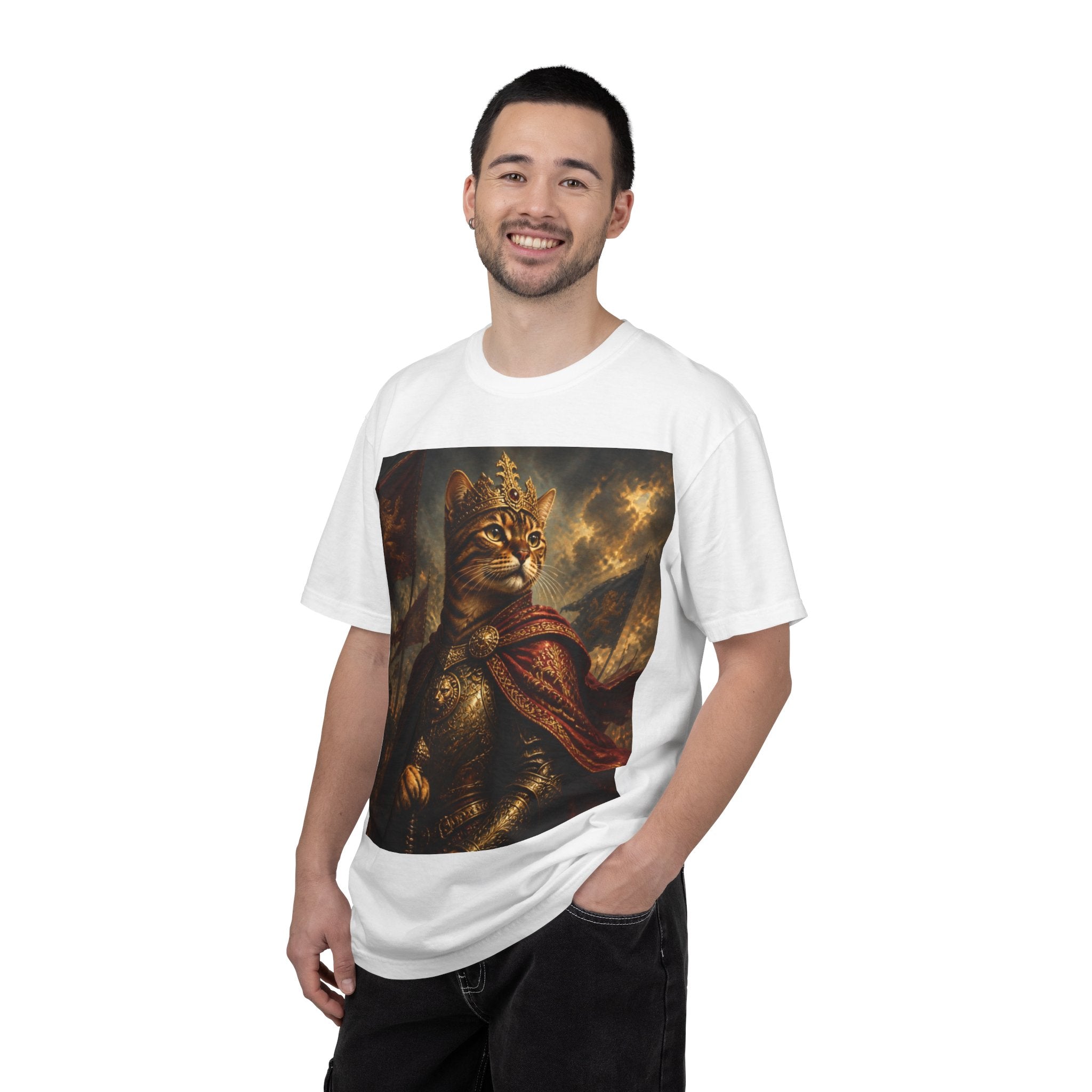 Regal Cat Knight T-Shirt – Medieval Feline Armor Art Tee