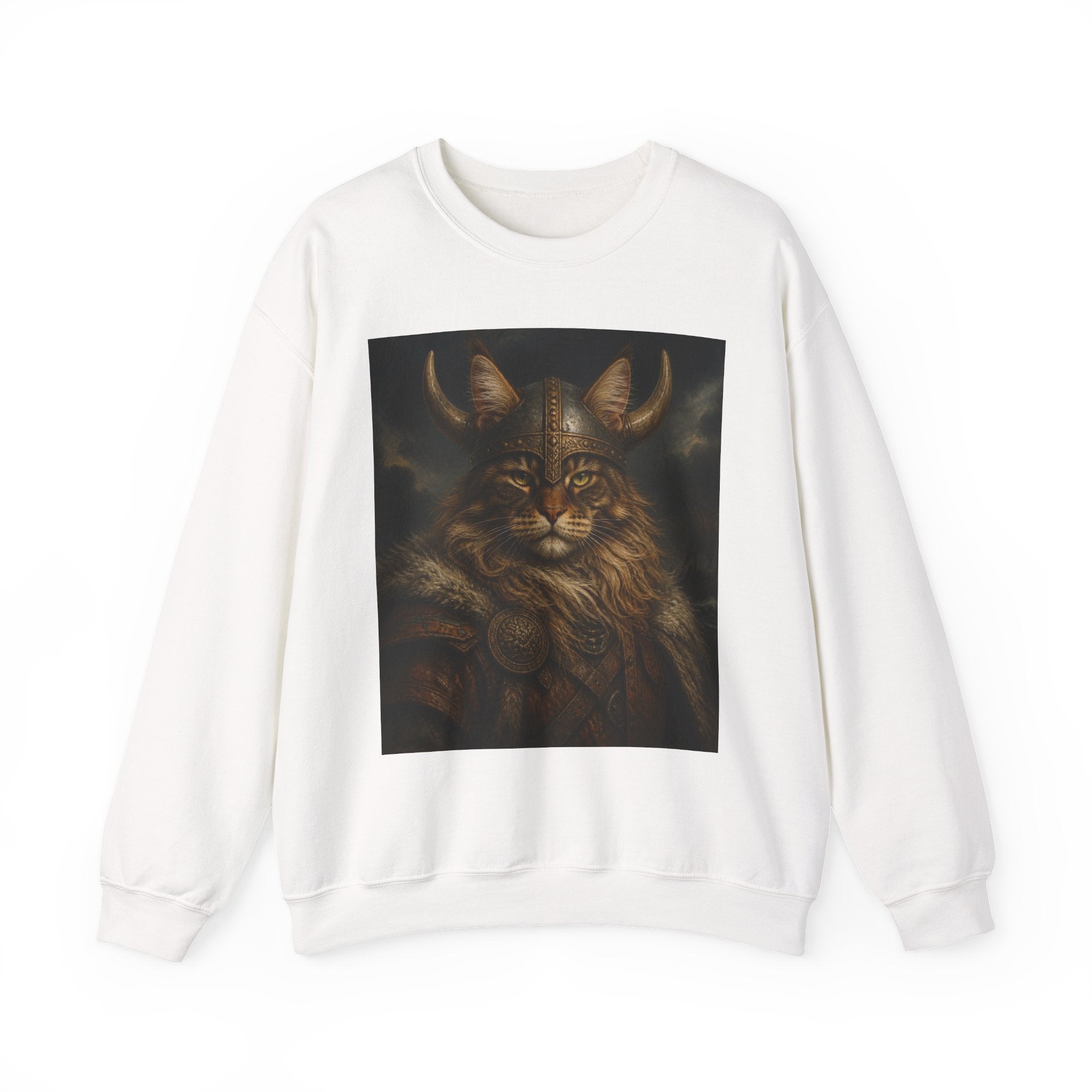 Viking Lynx Crewneck Sweatshirt – Norse Cat Warrior Illustration