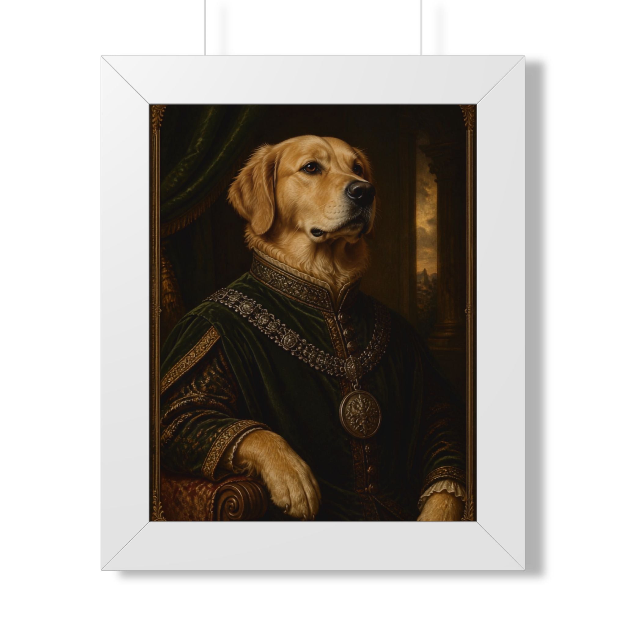 Framed Poster — Regal Golden Retriever Portrait Wall Art