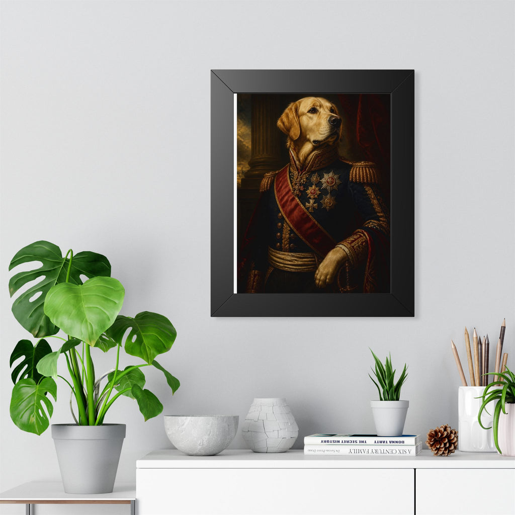 Framed Poster - Noble Labrador Dog Portrait in Regency Uniform