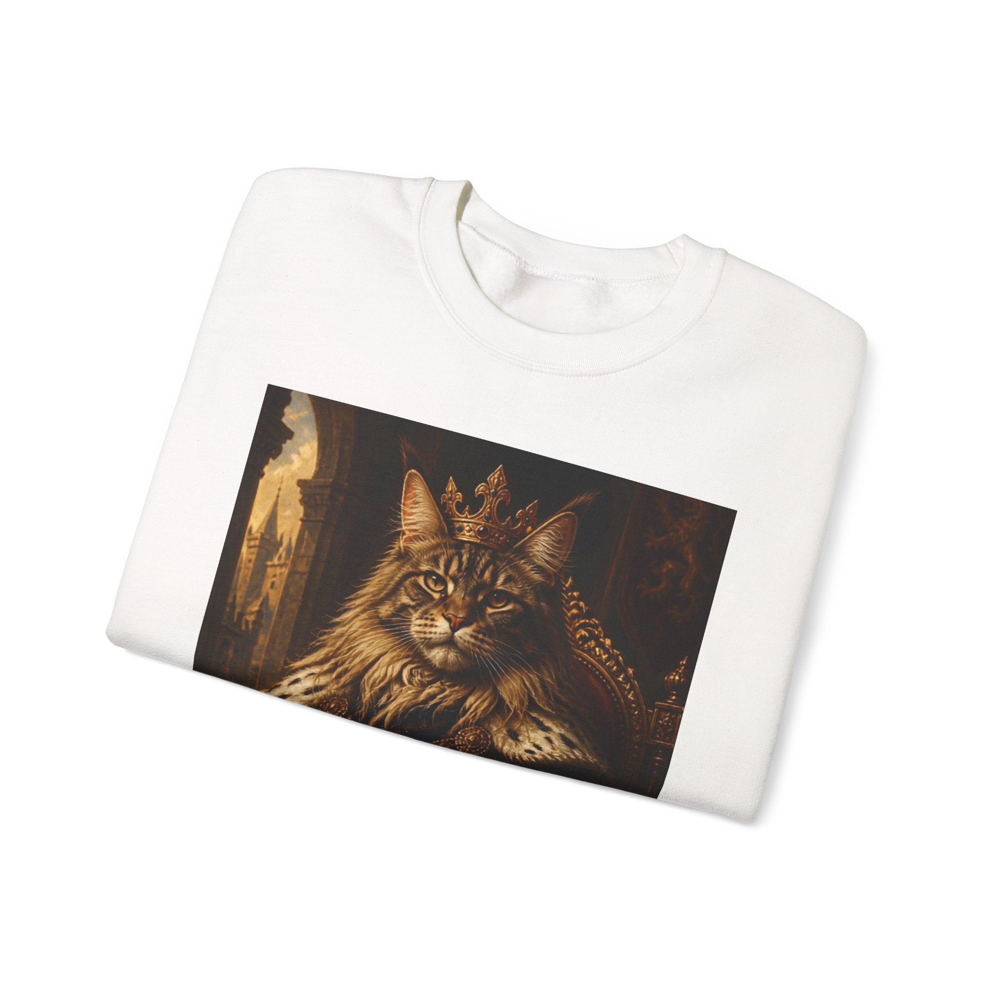 Regal Cat King Sweatshirt — Vintage Royalty Feline Crewneck