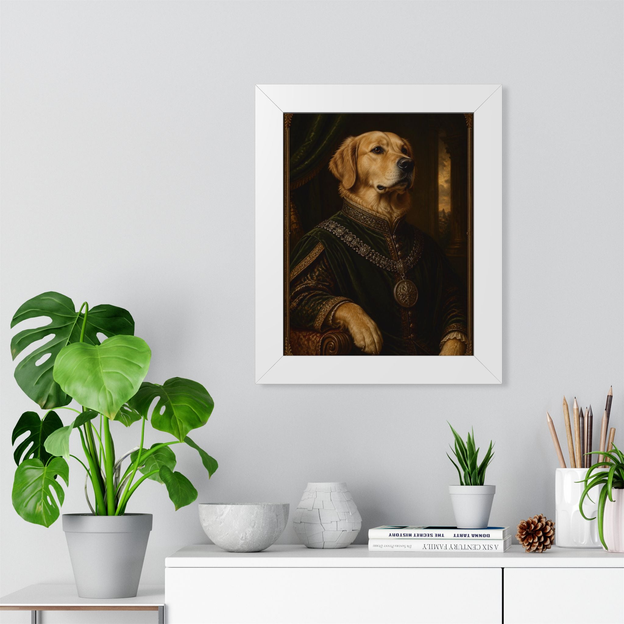 Framed Poster — Regal Golden Retriever Portrait Wall Art