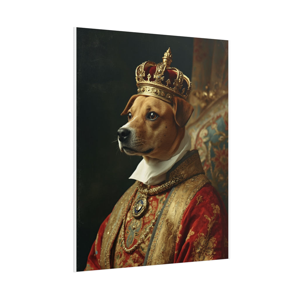 Regal Dog King Rolled Poster — Vintage Royal Pet Portrait Print